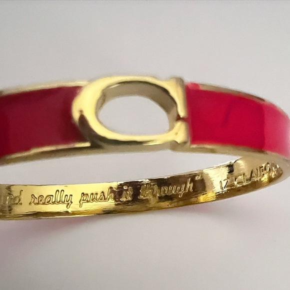 Liz Claiborne Gold Tone and Pink Bangle - Picture 3 of 5
